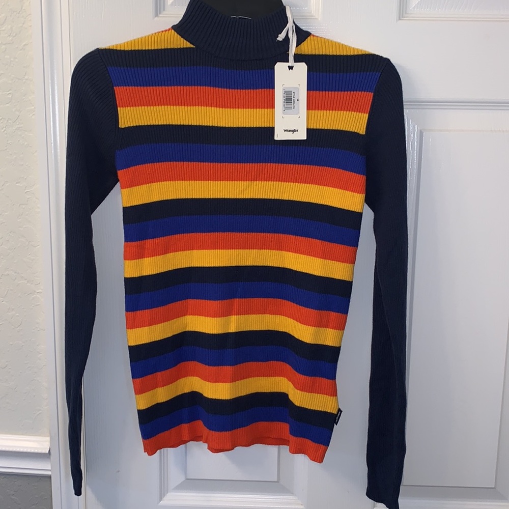 Wrangler Retro Striped Mock Neck Sweater NWT XS 70s Western - Picture 2 of 9
